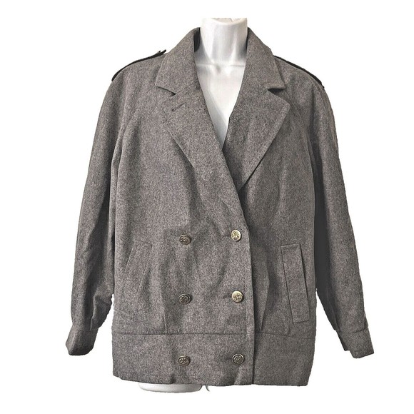 PRINGLE of SCOTLAND Vintage Gray Wool Cashmere Blend Jacket Womens Size 6 - Picture 1 of 8